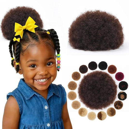 Afro Puff Drawstring Ponytail Brazilian Virgin Human Hair #02 Dark Brown Small Kinky Curly Durable Natural Soft and Smooth Short Ponytail for Natural Hair