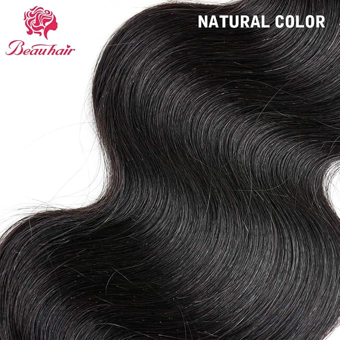 Brazilian Body Wave Virgin Human Hair Bundles with Lace Closure(14 16 18 with14 Closure) Human Hair Unprocessed Body Wave Hair Bundles with Closure 4X4 Lace Free Part Natural Black Hair