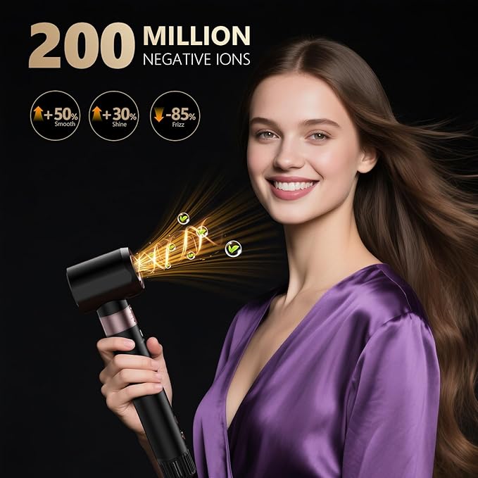 Hair Dryer Hot Air Styler: High-Speed Blow Dryers with Negative Ionic for Fast Drying Frizz Control, Extra Long Barrel 1 1/4 Inch Curling Iron Airflow Auto Wrap Curler for Quick Styling