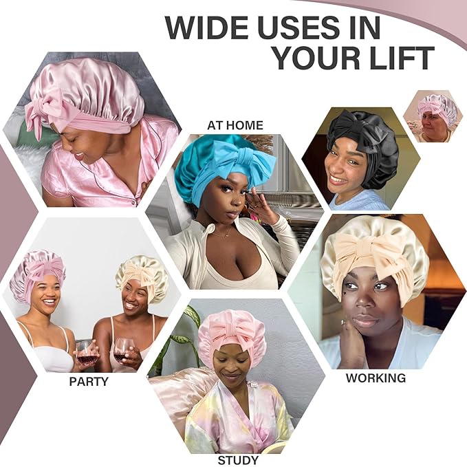 Silk Bonnet for Women 100% Mulberry Silk Sleep Cap 22 Momme Double Layer Hair Wrap for Curly Short Long Hair