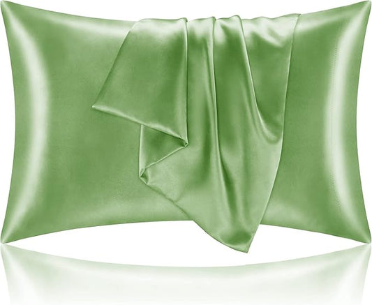 BEDELITE Satin Pillowcase for Hair and Skin, Super Soft and Cooling Similar to Silk Pillow Cases 2 Pack with Envelope Closure, Gift for Women Men(20"x36" King Size, Sage Green)