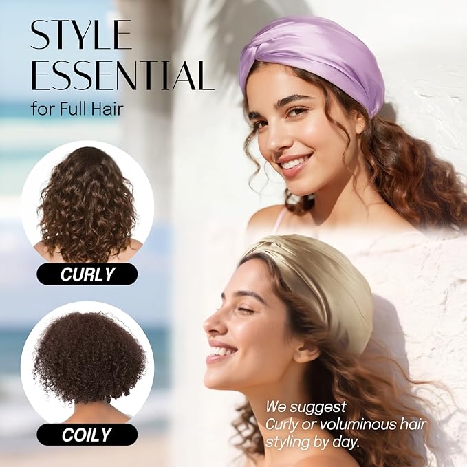 OLESILK Silk Bonnet for Sleeping Women: 100% Mulberry 22 Momme Silk, Adjustable Fit for Night Hair Care, No Frizz for Curls, Lavender