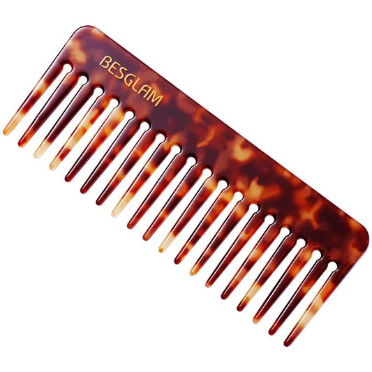 Wide Tooth Comb for Curls & Thick Hair - Large Detangling Comb for Women, 6 Inch Full-hand Length Acetate (Anti-Static), Wet/Dry Use, Reduces Breakage, (Tortoise)