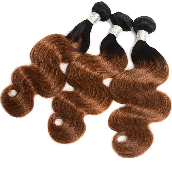 Ombre Brazilian Human Hair Body Wave 3 Bundles 1B/30 Ombre Brazilian Virgin Hair Human Hair Weaves Bundles Two Tone 1B/30 Color 12 14 16inch