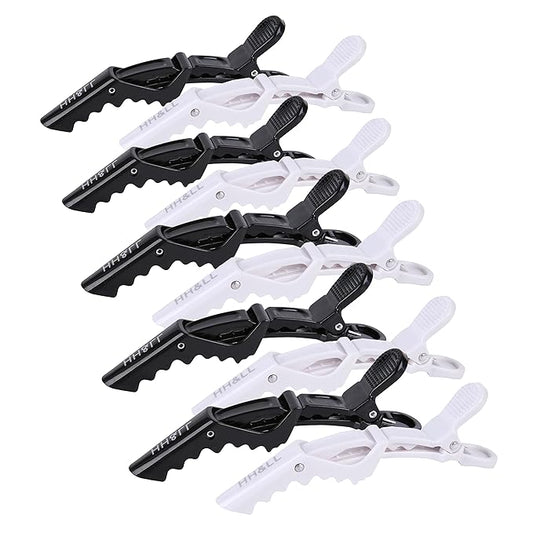 HH&LL Hair Clips for Women – Wide Teeth & Double-Hinged Design – Alligator Styling Sectioning Clips of Professional Hair Salon Quality - 10Pack (Black+White)