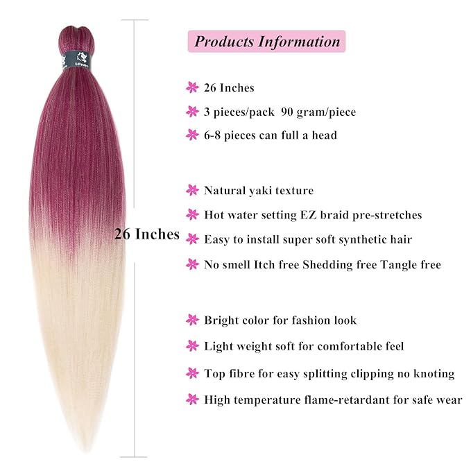 Ombre Braiding Hair Pre Stretched Box Braids Synthetic Braiding Hair Extensions Kanekalo Colored Prestretched Braiding Hair Ombre 26 Inch