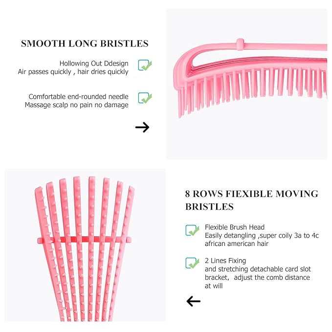 URTHEONE Detangling Hair Brush,Hair Detangler Brush and Wide Tooth Comb Set for Black Natural Curly Wet Dry Thick Straight Long Hair, Afro American Type 3a-4c