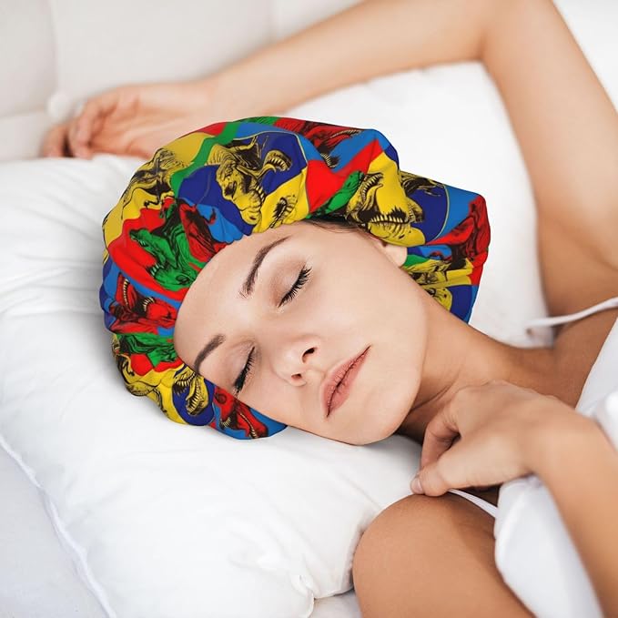 Silk Hair Bonnet for Sleeping, Double Layer Hair Bonnet for Curly Natural Frizz