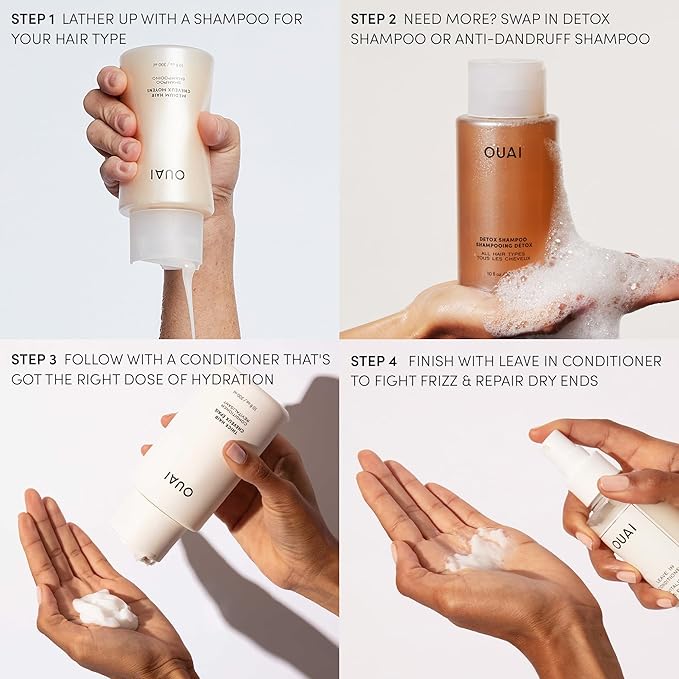 OUAI Leave In Conditioner & Heat Protectant for Hair - Prep Hair for Styling or Use as Detangling Spray to Fight Frizz & Flyaways - No Parabens, Sulfates or Phthalates (1.5 oz)