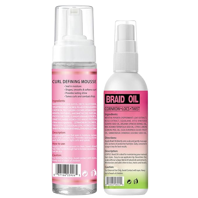 Braid Oil for Soothes Moisturizes Dry & Itchy Scalp Braiding Scalp Oil for Locs & Twists - Mousse for Braids Curl Styling for Women - Definition Curl Control Braid Mousse Hair Foam for All Braids Hair