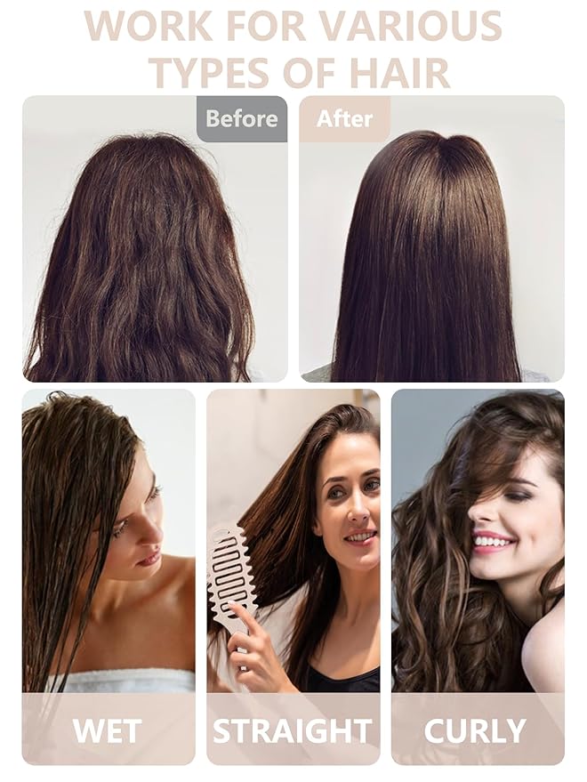 Curl Defining Brush for Curly Hair, 2025 Vented Detangling Brush for Wet, Curl Styling Brush for Women, Less Pulling, Defines & Shapes, Great Gift for Curly Hair Women (Beige)