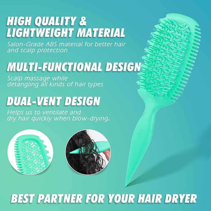 Candy Brush Curl Defining Vented Hair Brush for Effortlessly Detangling Shaping and Styling, Airflow Brush with EdgeLift for All Wet or Dry Hair Types for Women and Girl, Reduce Pulling and Frizzing