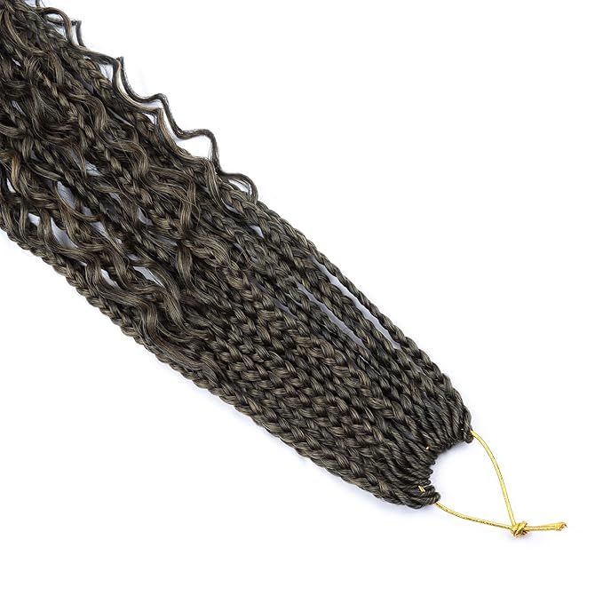 20 inch Goddess Box Braids Crochet Hair for Black Women Boho Box Braids 8 Packs Crochet Box Braids Curly Ends Crochet Hair Pre-looped Synthetic Braiding Hair Extension T27