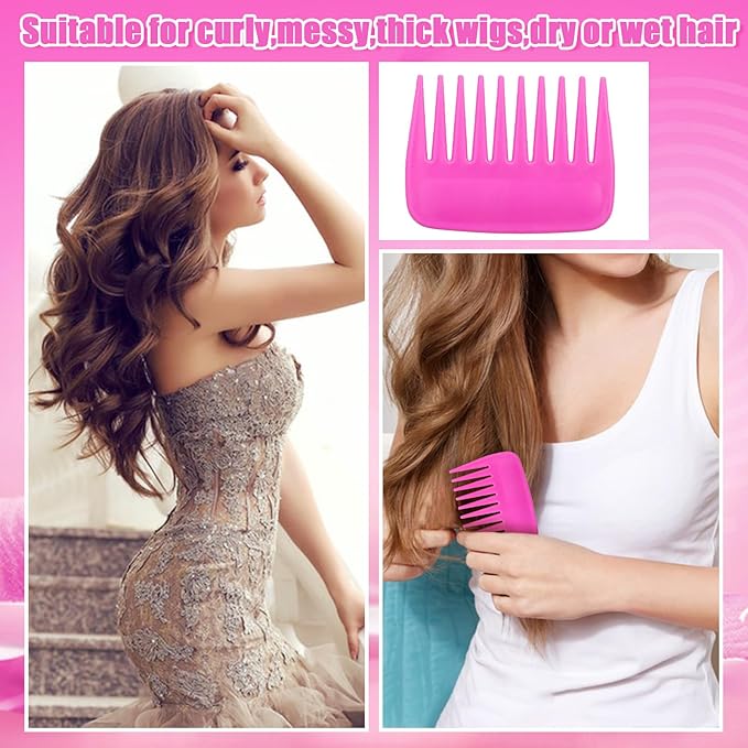 3Pcs Wig Brush for Synthetic Hair with 4Pcs Wig Cap and Wide Tooth Hair Comb No More Hair Pulling