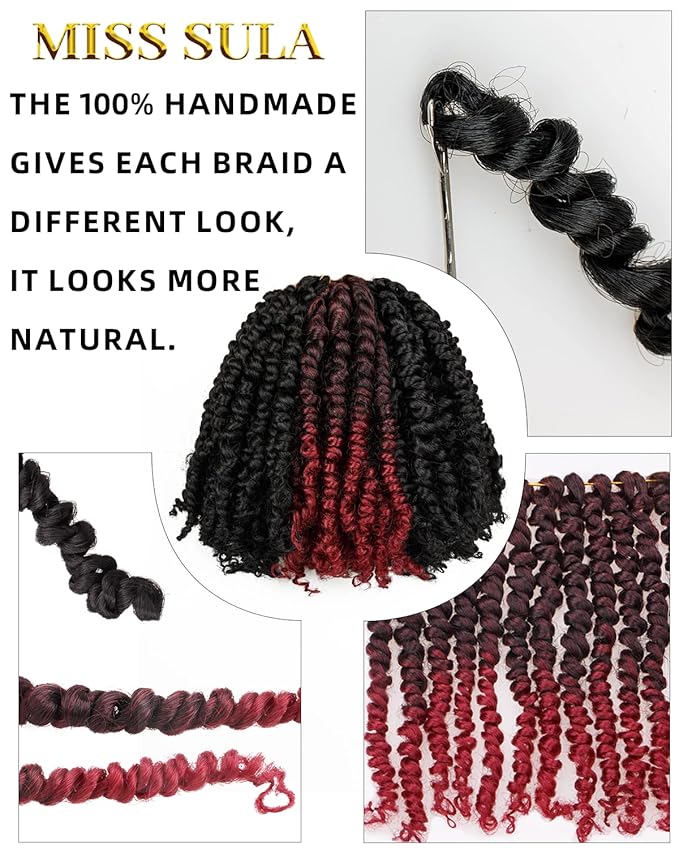 Passion Twist Crochet Hair-Mixed Color Combo Pack(6 packs 1B+2 packs T1B/BUG),Pre-twisted Pre Looped Super Soft & Bouncy Synthetic Braided Hair Extensions For Black Women and Kid(6"-8 Packs,1B+TBUG)
