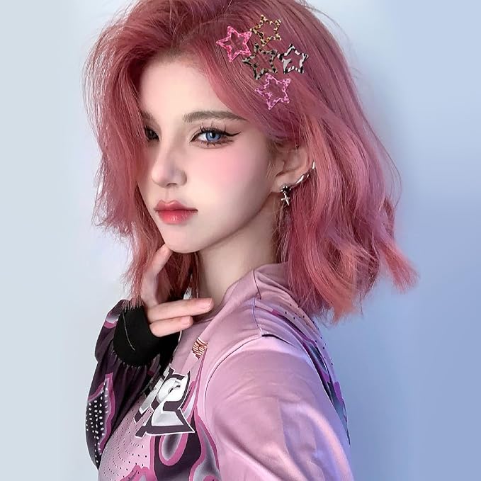 Star Hair Clips Snap Hair Barrettes Non Slip Star Hair Accessories Leopard Colors Metal Hair Clips for Girls Women -16 PCS -Red & Grey