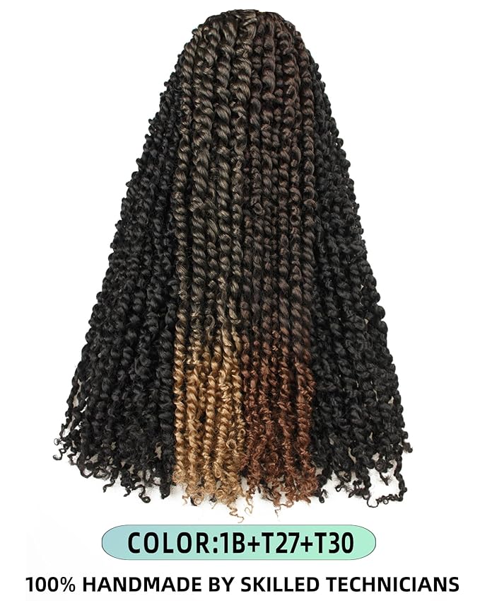 20 Inches 8 Packs crochet twists pre looped，Mixed Colors Combo Pack(6 packs 1B+ 1 pack T1B/27+1 pack T1B/30),Passion Twist Crochet Hair-Super Long Pre-twisted Hair Extensions(20"-8 Packs,1B+T27+T30)