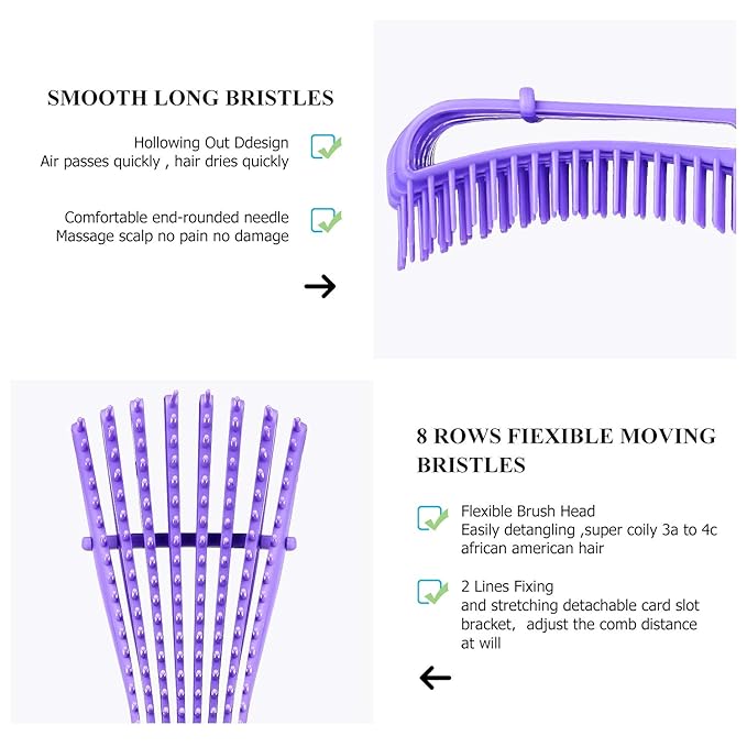 Hair Brush,URTHEONE Detangler Brush and Wide Tooth Comb Set for Black Natural Curly Wet Dry Thick Straight Long Hair, Afro American Type 3a-4c, Comfortable Grip