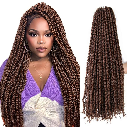 BOHOBABE 36 Inch Pre-twisted Passion Twist Hair 8 Packs Super Long Pre-looped Crochet Passion Twist Braiding Hair Soft Bohemian Twists (30#)