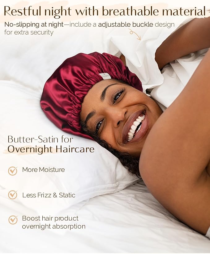 YANIBEST Silk Bonnet Satin Bonnet for Sleeping Women Men, Adjustable Double Layer Hair Bonnet for Curly Braids Reduce Frizz