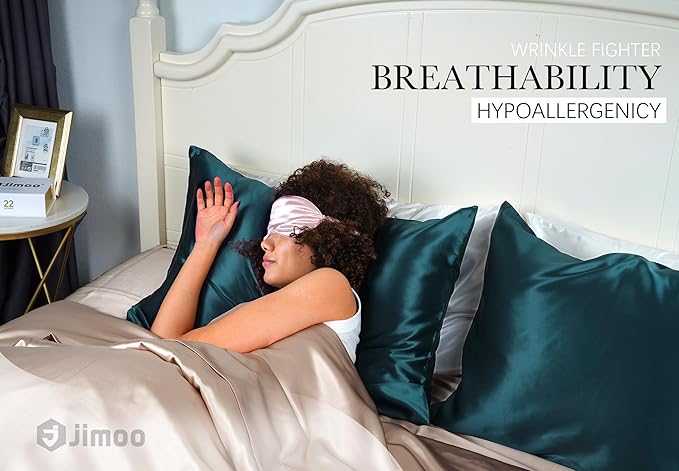 100% Mulberry Silk Pillowcase for Hair and Skin, 22 Momme Pure Natural Silk Pillow Case Both Sided with Zipper, Pillow Cover for Women Mom Men (Fog Blue, King 20''×36'', 1 Pack)