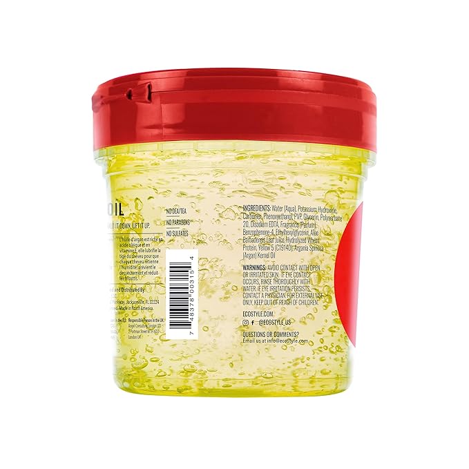 Eco Style Moroccan Argan Oil Styling Gel - Promotes Healthy Hair - Nourishes And Repairs - Delivers Long Lasting Shine - Provides Maximum Hold and Helps Tame Frizz - Ideal For All Hair - 8 oz