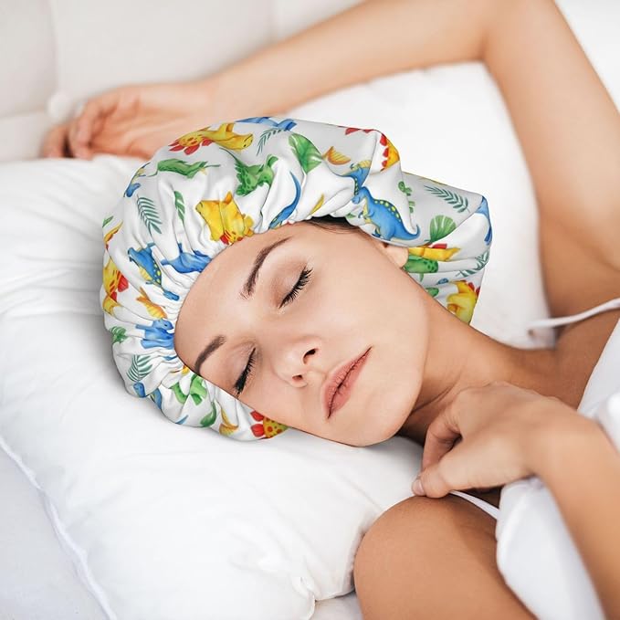 Satin Silk Bonnet for Sleeping Women Double Layer Sleep Hair Bonnets Caps for Curly Braid Hair