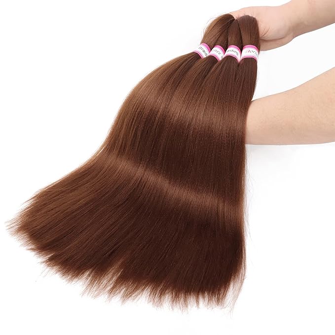 Dorsanee Brown Braiding Hair Pre Stretched 20 Inch 8 Packs Braiding Hair Extensions for Crochet Box Braids Twists Locs Hair Soft Yaki Texture Hot Water Setting (20inch,#30)