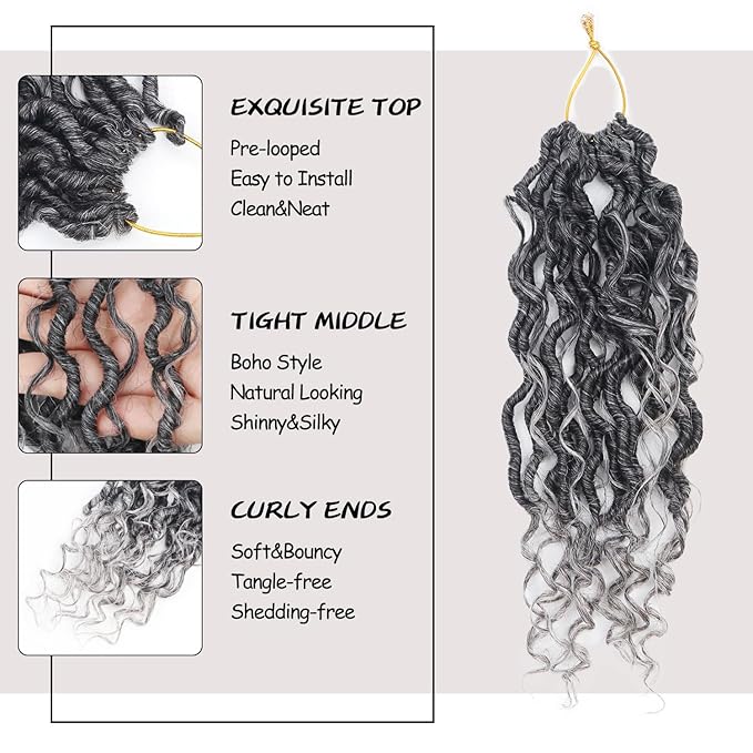 Goddess Locs Crochet Hair 12 Inch 9 Packs Synthetic Faux Locs Crochet Hair for Black Women, River Locs Hair Extensions Style Pre looped Crochet with Curly Ends