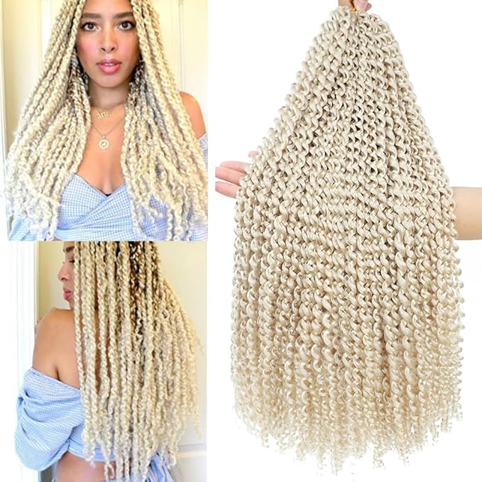Blonde Passion Twist Hair 24 Inch 8 Packs Passion Twist Crochet Hair For Women Passion Twists Braiding Hair Long Bohemian Spring Twist Hair Crochet Braids Synthetic Hair Extension (24 Inch, 613#)