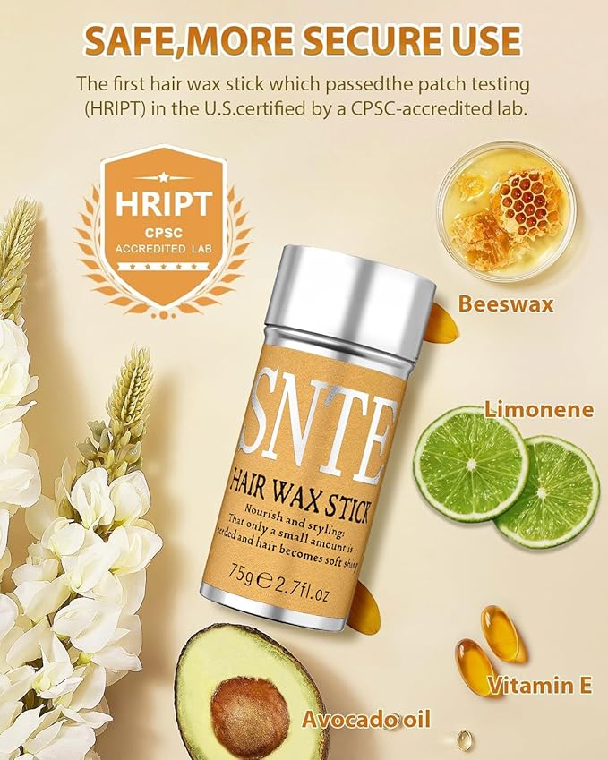 Samnyte Hair Wax Stick, 2PCS Wax Stick for Hair Slick Stick, Hair Wax for Flyaways Hair Gel Stick Non-greasy Styling Cream for Fly Away & Frizz Hair