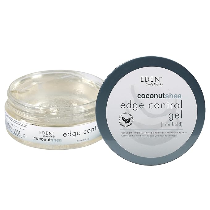 EDEN BodyWorks Coconut Shea Edge Control Gel | Strong Hold Edge Tamer for Curly Hair Styling | Flake-Free, Non-Greasy Formula | Moisturizes & Adds Shine | 6 oz