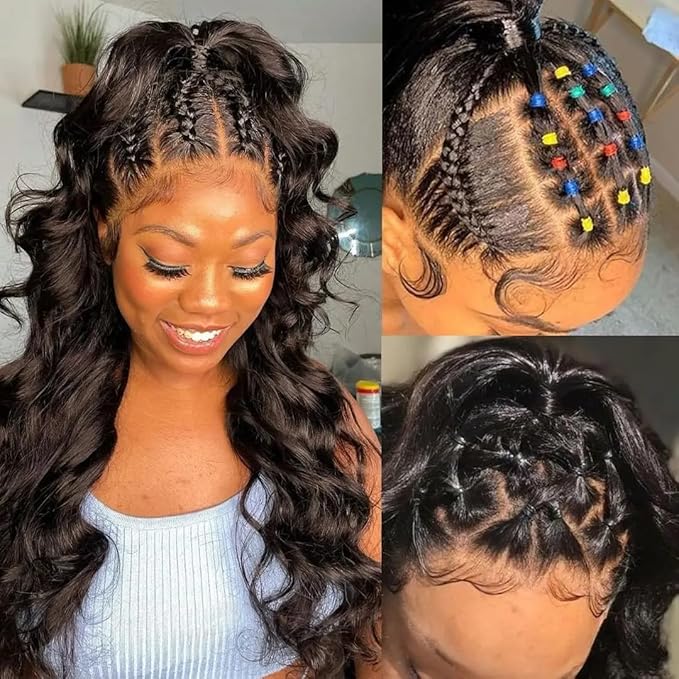 Body Wave 3 Bundles with Frontal Human Hair Bundles with Lace Frontal (26 28 30+20, Natural Black) Brazilian Body Wave Hair Virgin Hair Ear to Ear 13x4 Frontal Natural Black