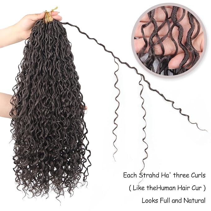 Goddess Locs Crochet Hair 22 Inch 9 Packs Synthetic Faux Locs Crochet Hair for Black Women, River Locs Hair Extensions Style Pre looped Crochet Locs with Curly Ends