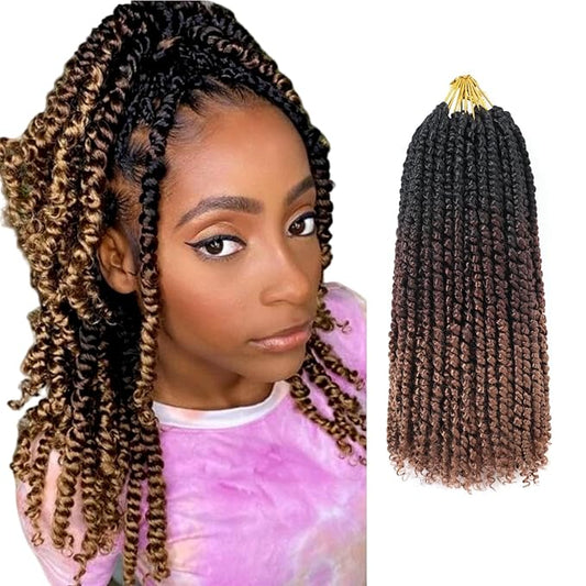 9 Packs Pre-Twisted Passion Twist Crochet Hair,10 Inch Ombre Crochet Twists Pre Looped Short Passion Twist Crochet Braiding Hair Extensions for Women(10 Inch,T1B/33/30#)