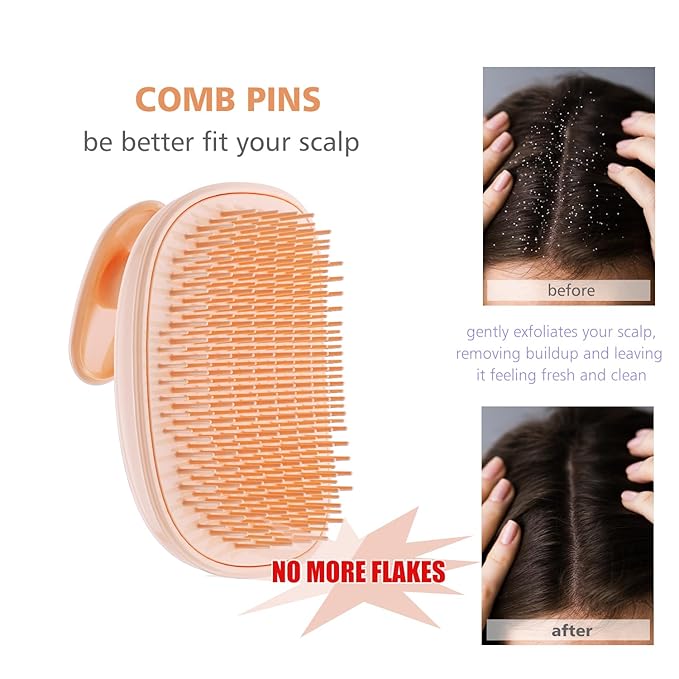 2-in-1 Scalp Massager Shampoo Brush,Scalp Scrubber, Exfoliator Brush for Removing Dandruff & Hair Growth,Detangling Scrubber for Wet or Dry Hair (Peach Fuzz Color)