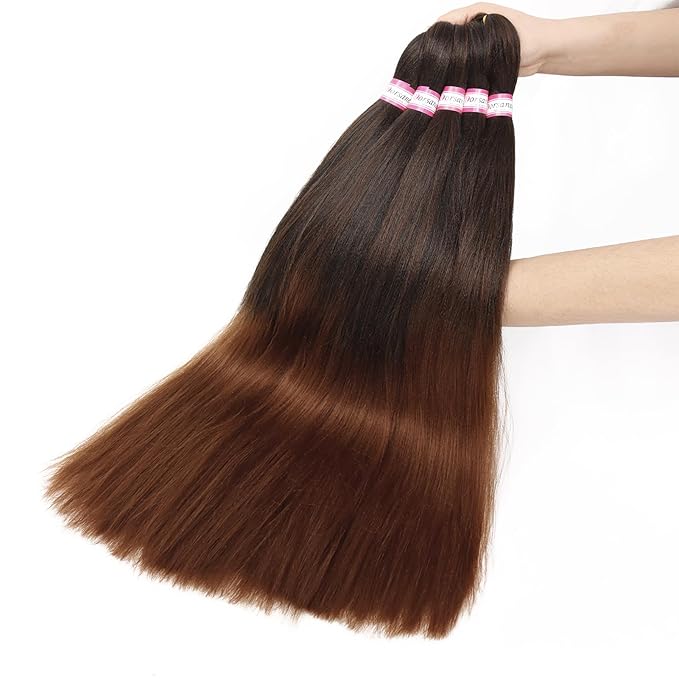 Dorsanee Braiding Hair Pre Stretched 26 Inch 8 Packs Ombre Brown Braiding Hair Extensions for Crochet Box Braids Twists Locs Hair Soft Yaki Texture Hot Water Setting (26inch,#1B/30)