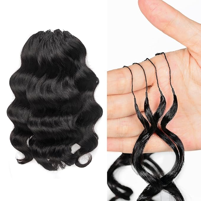 ToyoTress Feather Crochet Human Hair - 10 Inch 250G Ocean Wave Human Crochet Hair For Black Women Natural Color Invisible Knotless Water Deep Curly Braiding Hair (10 Inch, 1B-250G)