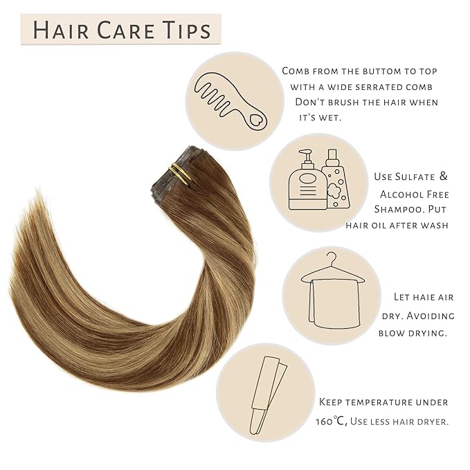 Caliee 22 Inch Hair Extensions Clip in Human Hair R4-4/27 Chocolate Brown to Caramel Blonde Seamless Clip in Hair Extensions Real Human Hair 8 Pcs 115 G Thickened Soft Natural Long Straight