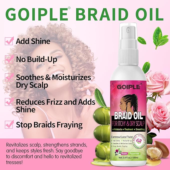 Braid Oil for Soothes Moisturizes Dry & Itchy Scalp Braiding Scalp Oil for Locs & Twists - Mousse for Braids Curl Styling for Women - Definition Curl Control Braid Mousse Hair Foam for All Braids Hair