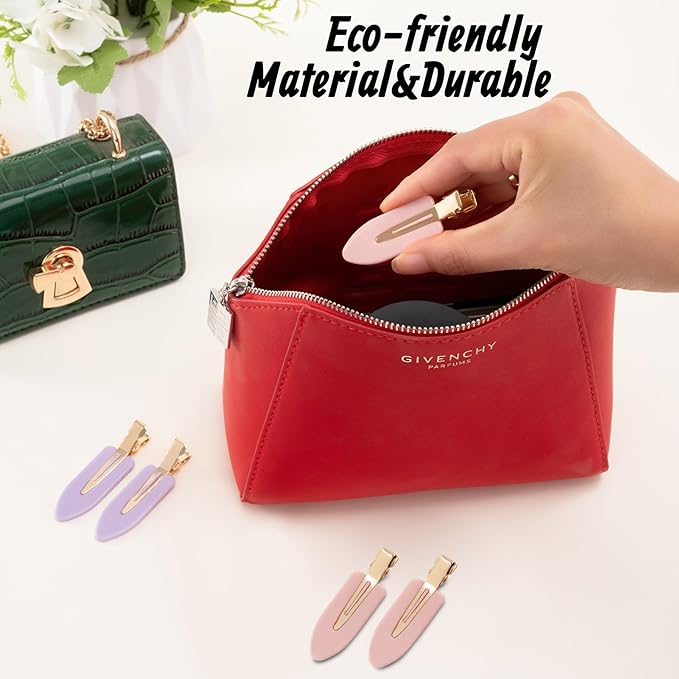 8 Pcs No Bend Hair Clips No Crease Duckbill Barrettes for Salon Hairstyle Women Girls - Flat Creaseless Alligator Hair Clips (Pink+Purple)