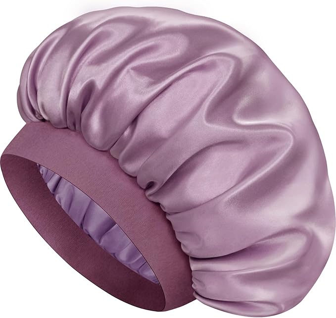 Satin Silk Bonnet for Sleeping, Double Layer Silk Sleep Cap for Men & Women, Soft Satin Lined Bonnet for Curly Hair