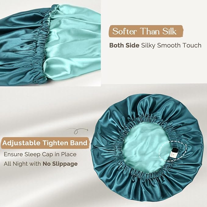 YANIBEST Silk Bonnet Satin Bonnet for Sleeping Women Men, Adjustable Double Layer Hair Bonnet for Curly Braids Reduce Frizz