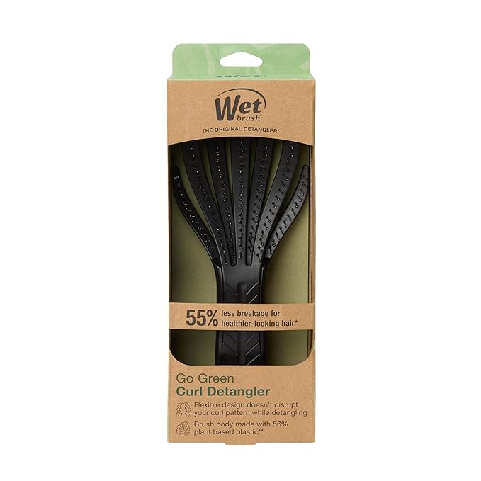 Wet Brush Go Green Curl Detangler Hair Brush - Black - Ultra-Soft IntelliFlex Detangling Bristles Glide Through Tangles with Ease - Great For Curly Hair - No Split Ends & Pain-Free (Pack of 2)