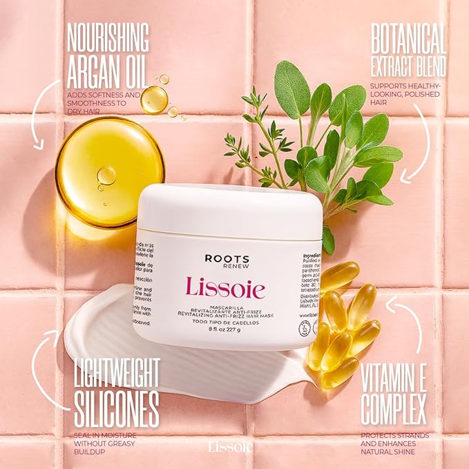 Revitalizing Anti-Frizz Hair Mask 8 fl oz | Deep Conditioner for Dry Damaged Color-Treated Hair | Collagen, Keratin & Coconut Oil | UV Shield | Sulfate-Free, Paraben-Free, Cruelty-Free