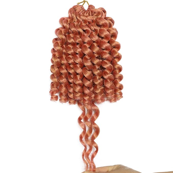 Rose Golden Deep Pink Crochet Hair 60 Strands 2X Ringlet Wand Curl Jamaican Bounce 8 inch Synthetic Pre Looed Crochet Hair Extensions Crochet Braiding Hair 20 Roots (8Inch (Pack of 3), Pink)