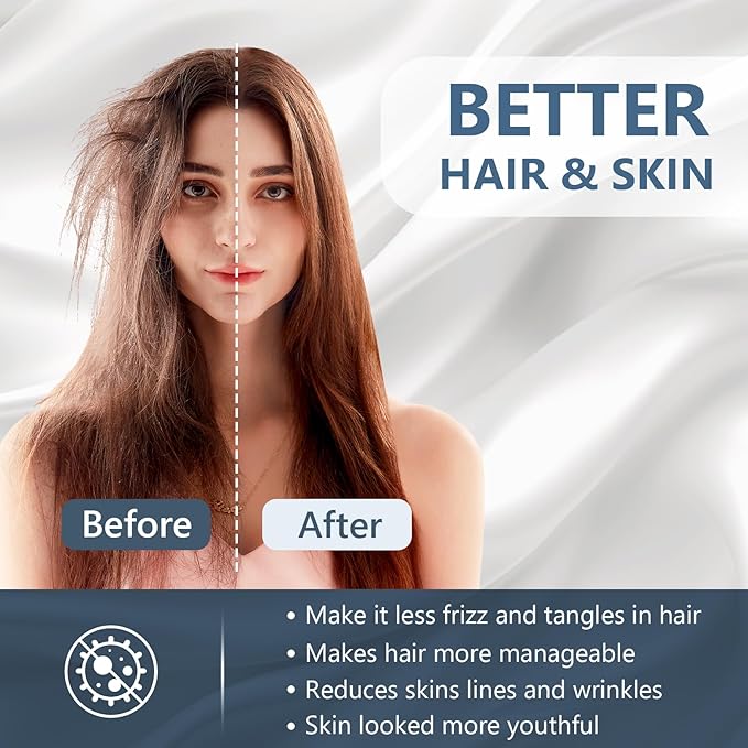 Silk Pillow Cases Queen Size 100% Mulberry Silk Pillowcase for Hair and Skin 22 Momme Both Side Grade 6A Silk Cooling Soft Breathable 20 x 30 Inches with Hidden Zipper 1PC, White