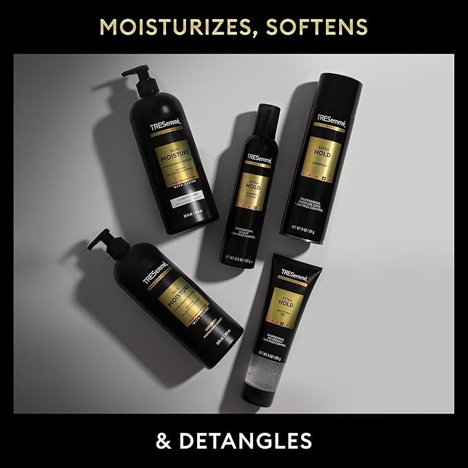 TRESemmé Travel Shampoo, Conditioner, Hairspray & Hair Mousse – Rich Moisture Hair Products + Non-Aerosol Hair Spray & Alcohol-Free Mousse, 24H Frizz Control (4 Piece Set)