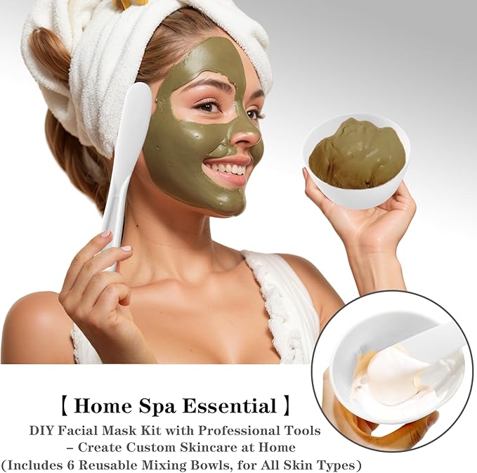 9Pcs Silicone Facial Mask Bowl DIY Face Mask Mixing Bowl for Home Salon Spa Face Skin Applicator Bowl with Stir Sticks, White