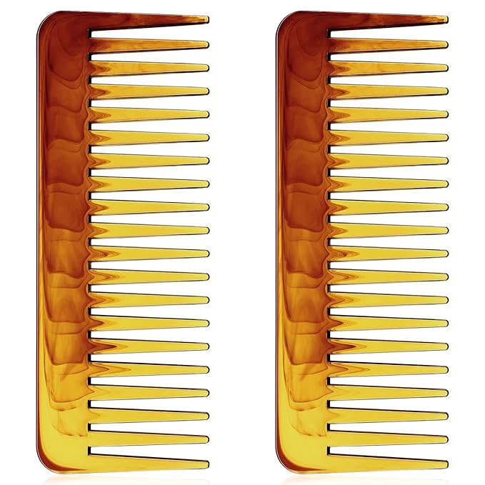 Patelai Wide Tooth Comb Large Hair Detangling Comb for Curly, Wet Dry Hair, No Handle Detangler Accessories(Amber)